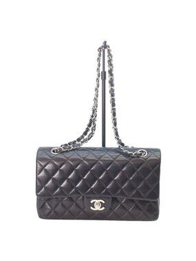 Chanel Black Lamb Silver Quilted 25 Shoulder Bag